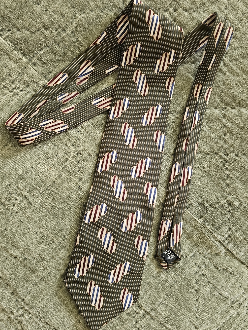 Vintage Bill Blass Black Label Olive Green Silk Wide Tie